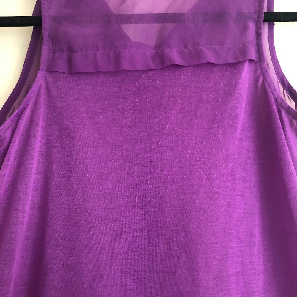 Mudd Purple Sheer Sleeveless Button-Up Blouse | XS - Picture 9 of 10